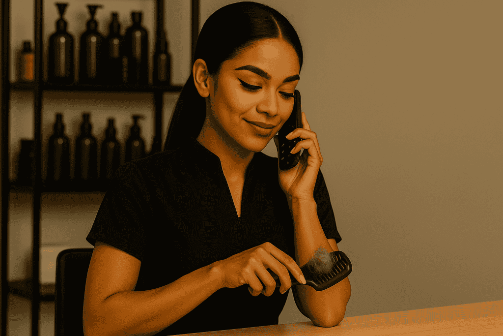 Damaris van Kattentrimsalon DDC aan de telefoon – vriendelijk, professioneel en altijd klaar om je te helpen