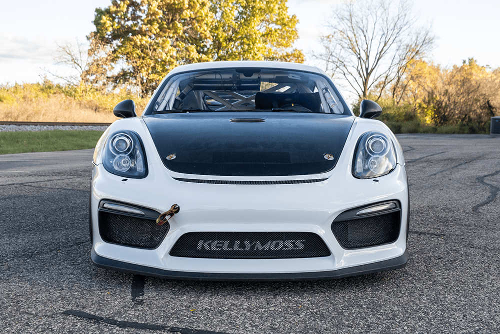 2016 Porsche 981 Clubsport MR with racing modifications and Kellymoss branding.