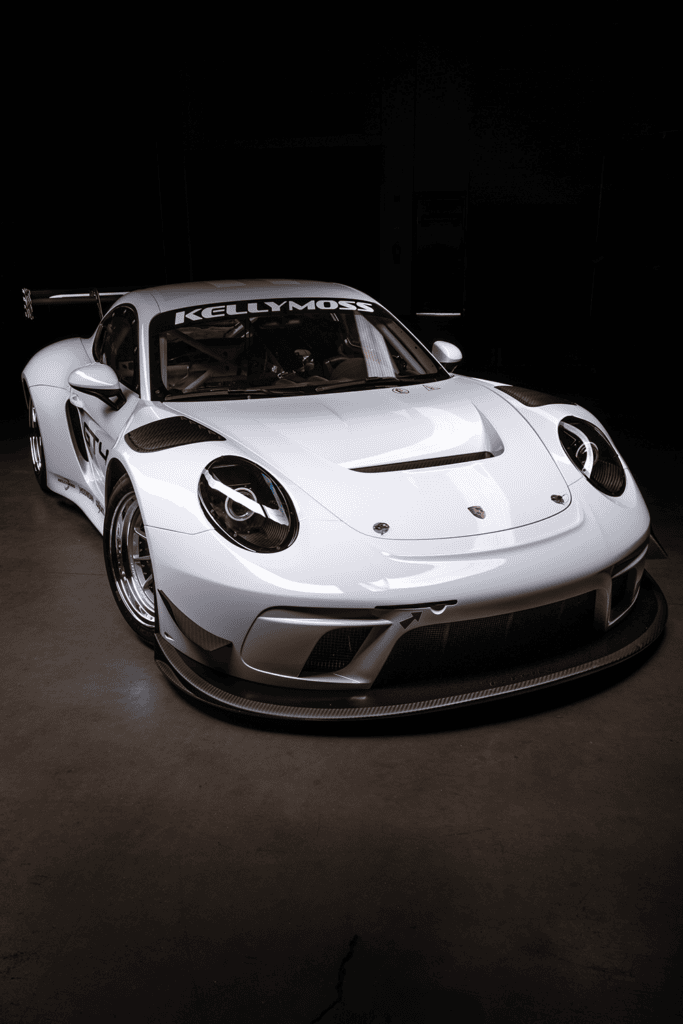 Kellymoss GT4R race car on display at the Kellymoss showroom.