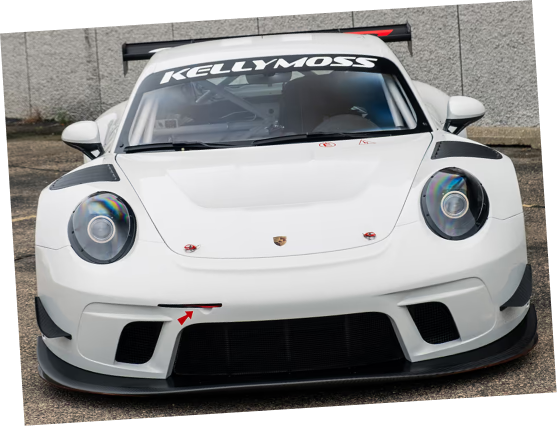 Kellymoss GT4R race car with aerodynamic features and branding.