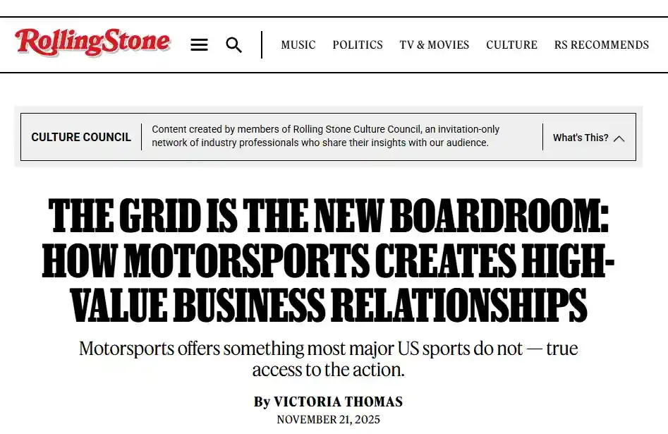 Motorsports grid showcasing high-value business relationships and networking.