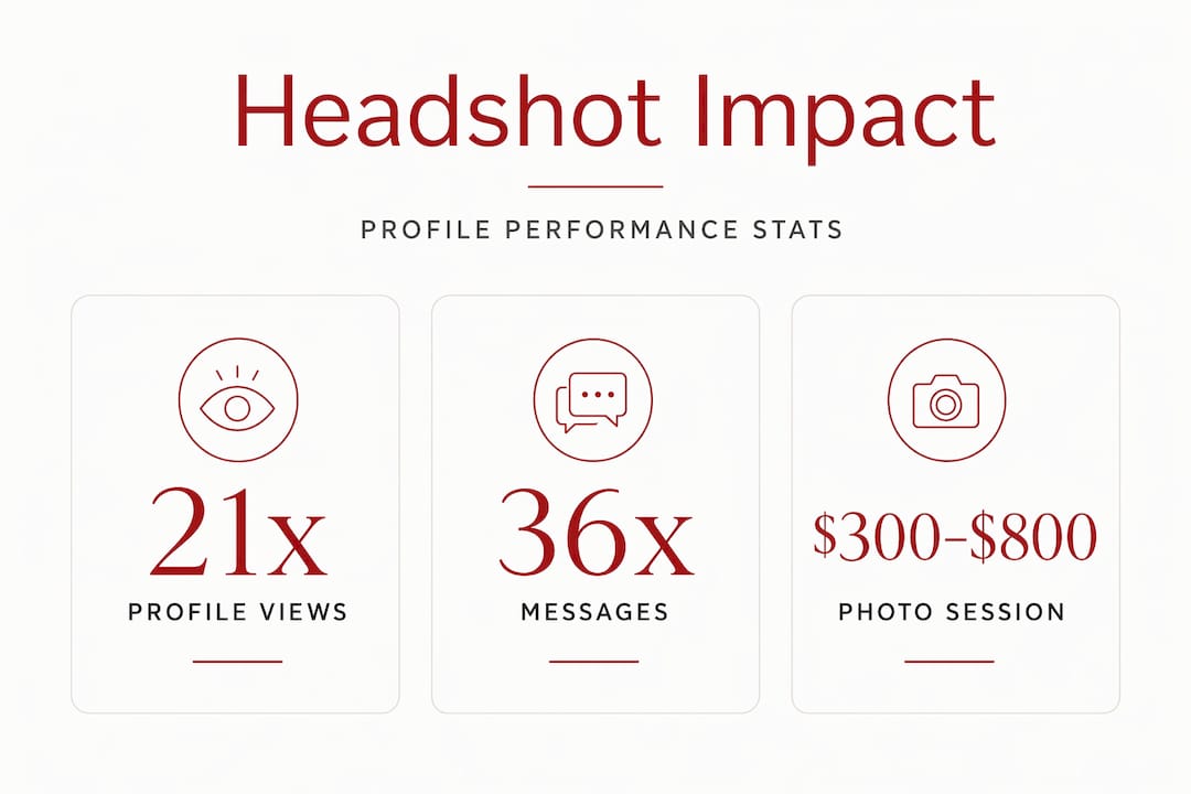Infographic showing headshot impact stats for executives