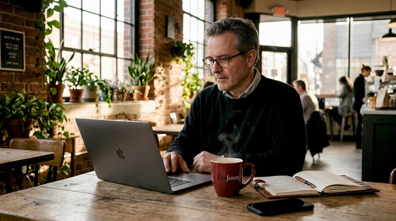 Man reviewing LinkedIn headshot profile