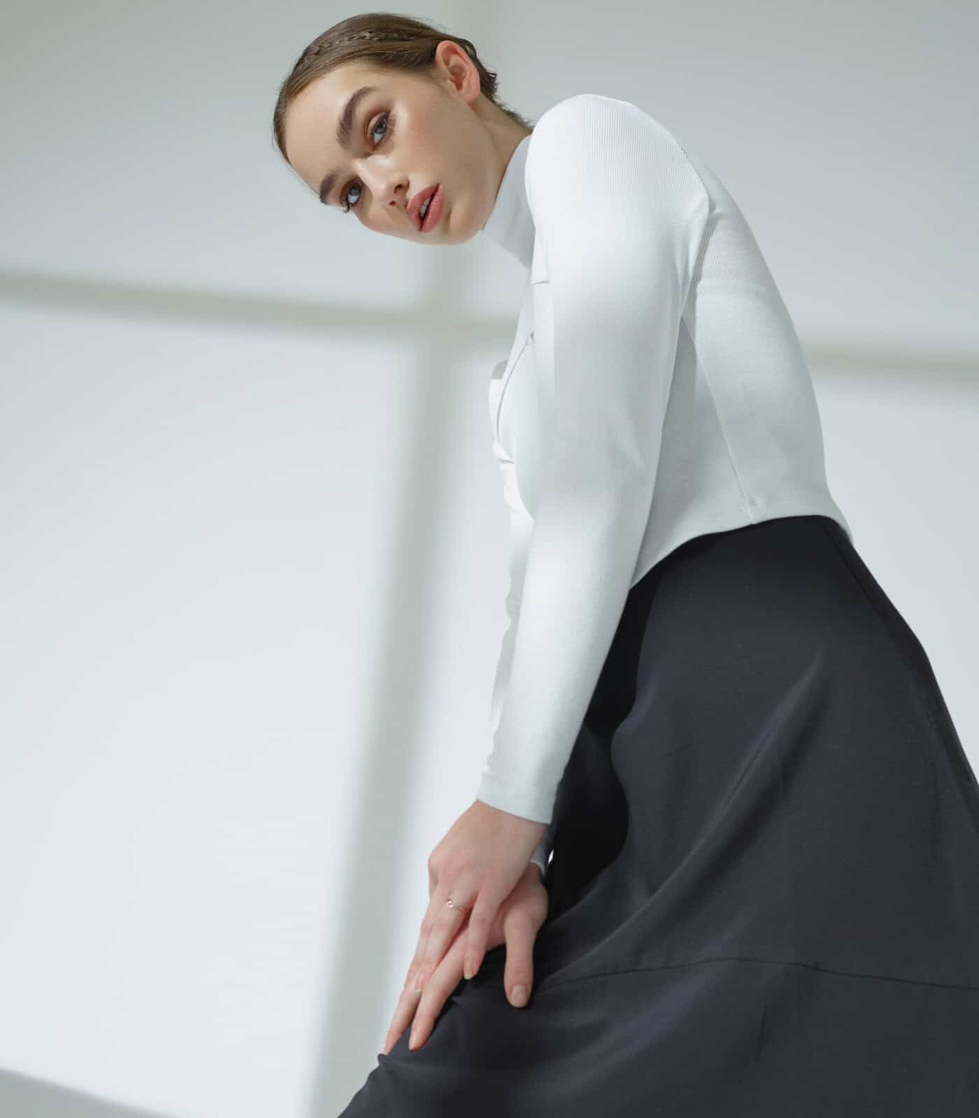 Fashion lookbook shot with projected lighting in our studio in nyc