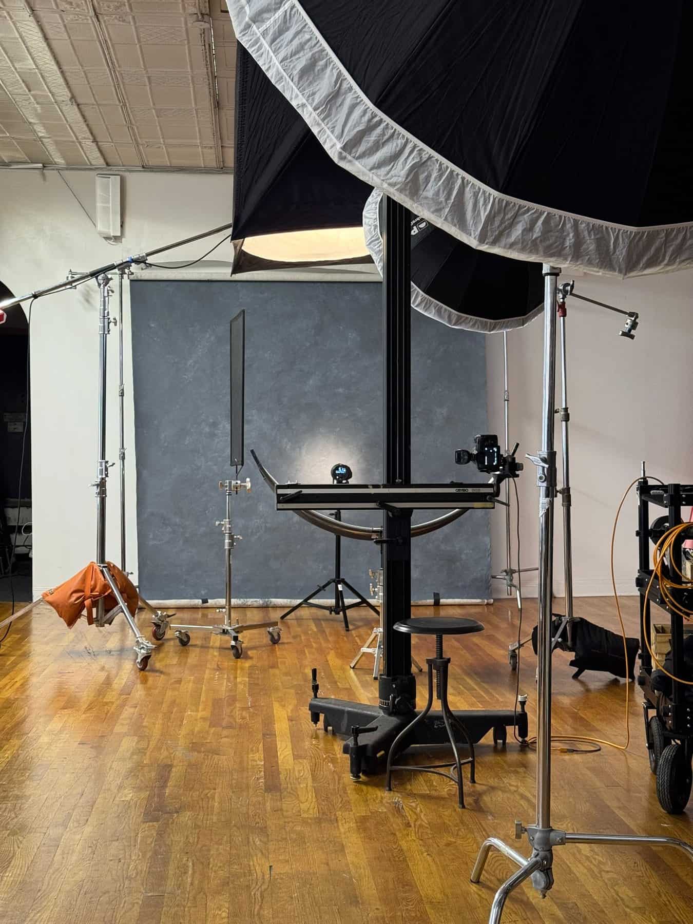 Behind-the-scenes video production and corporate headshot setup inside Ken Jones Photography studio