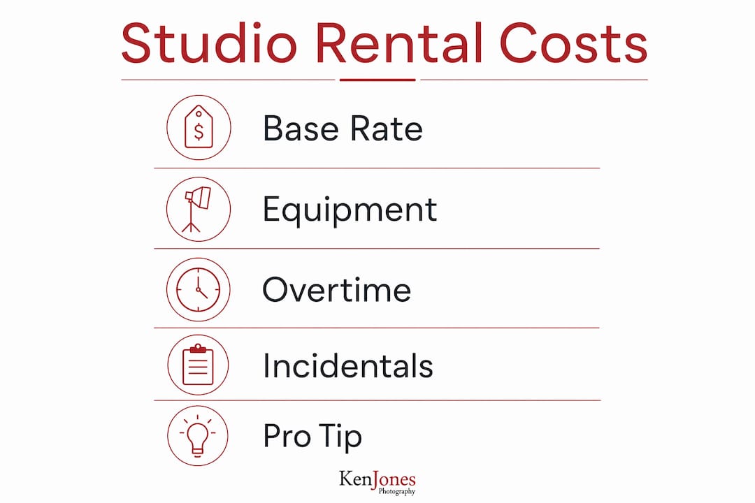 Infographic illustrating NYC photography studio rental costs