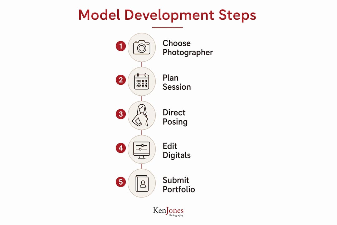 Infographic showing 5-step model development process