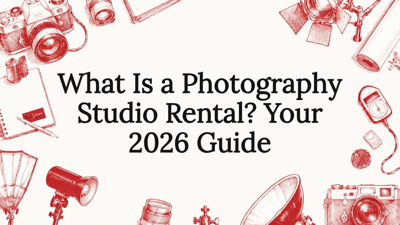 Illustrated title card with photography tools