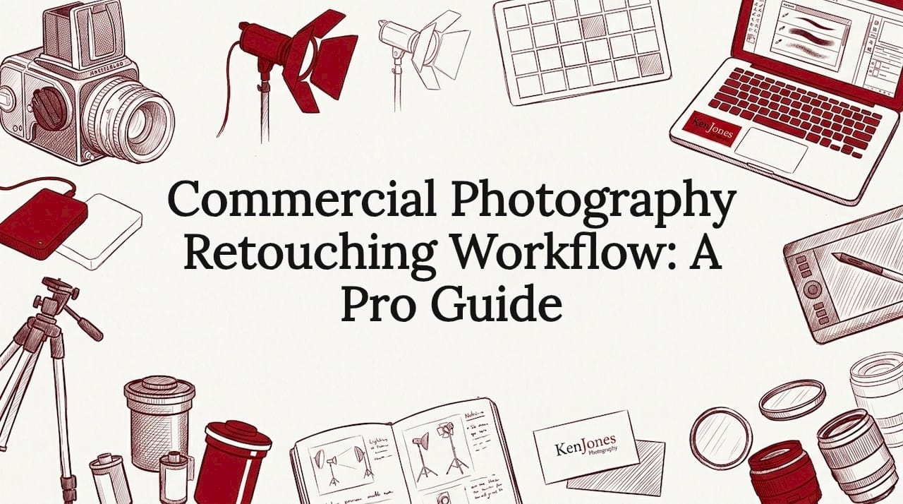 Decorative title card illustration with photography tools