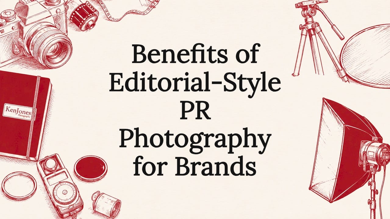 Decorative editorial photography title card illustration