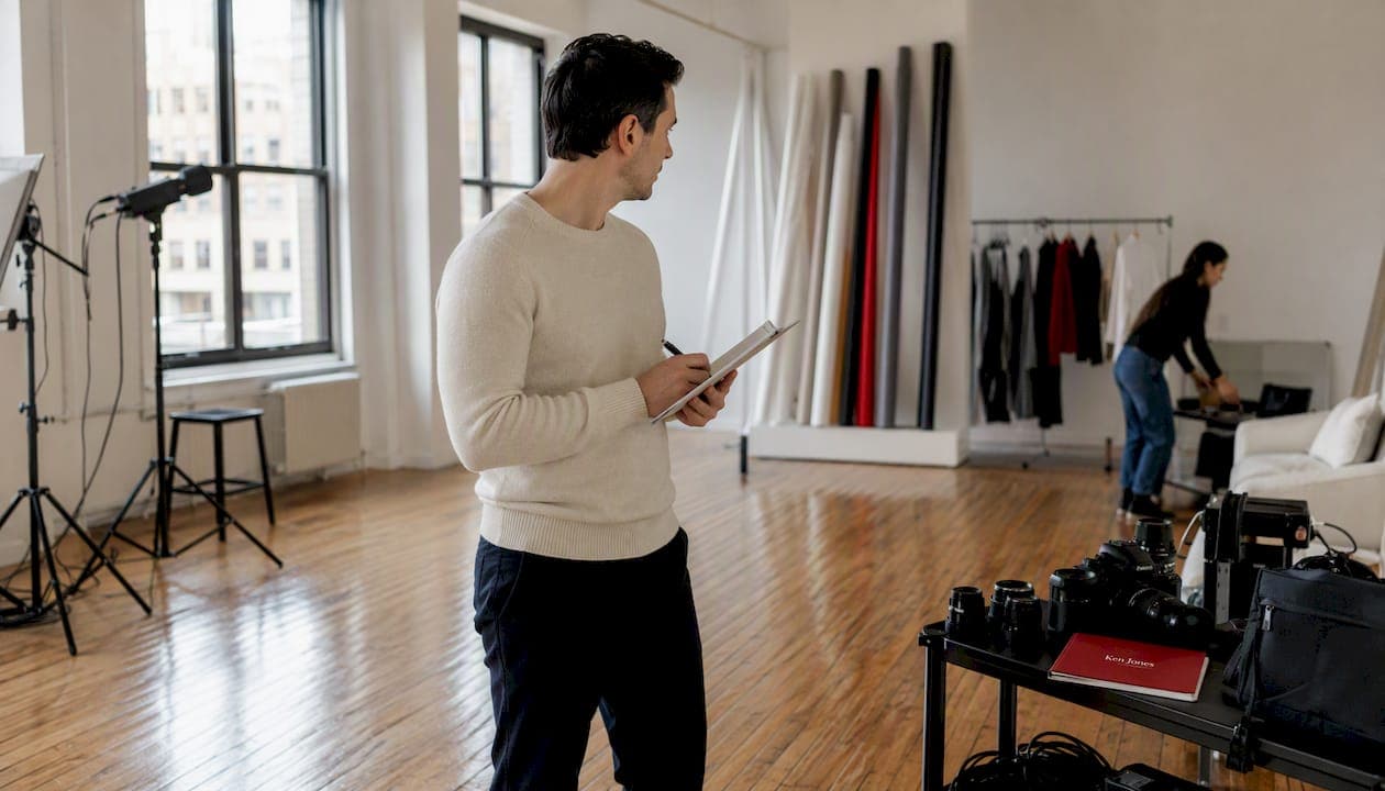 Photographer inspecting Manhattan studio space