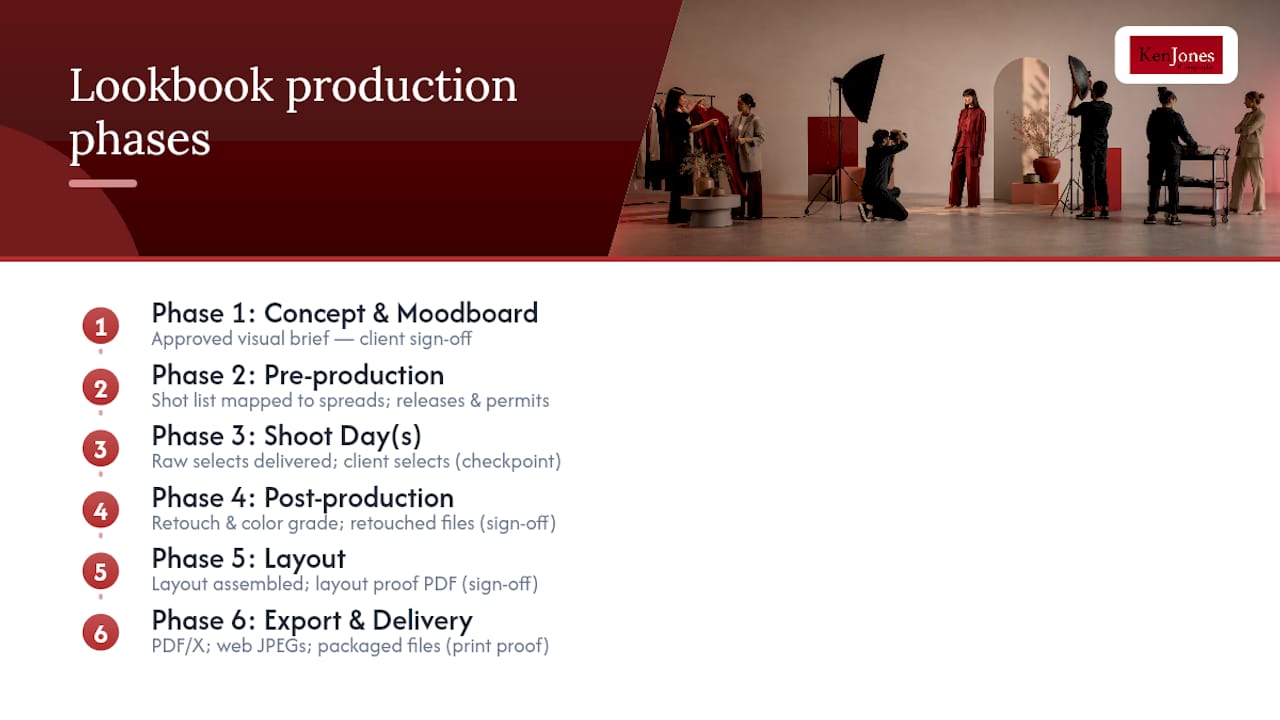 Diagram of six lookbook production phases