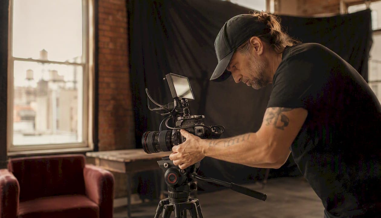 Close-up of camera adjustment during B-roll shoot