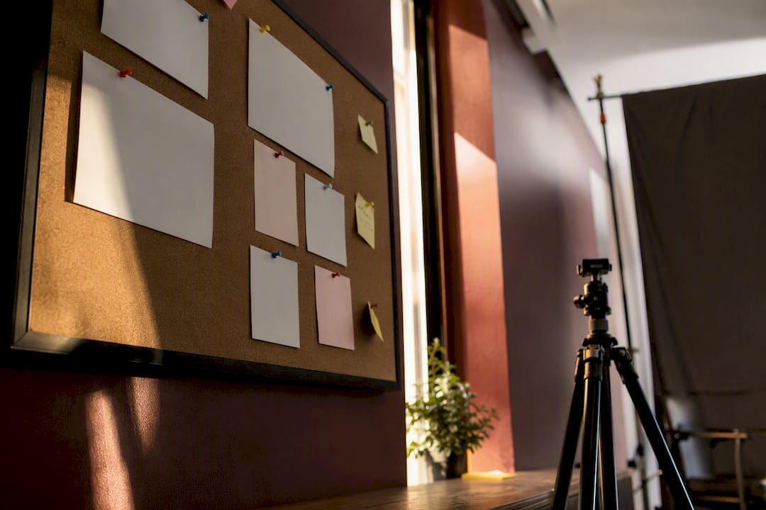 Studio corkboard with shoot timeline planning notes