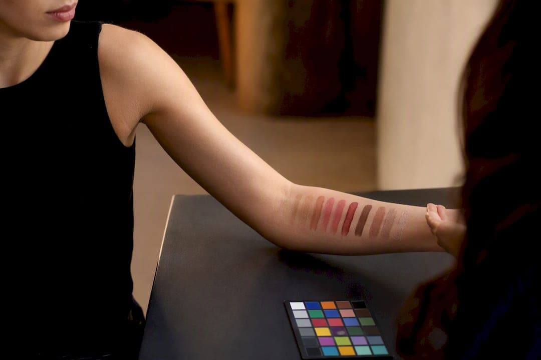 Consistent lighting on makeup swatches in studio