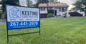 Kesting Construction sign near house renovation project