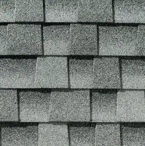 Close-up of GAF roofing shingles on a residential roof.