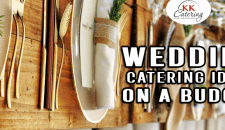 Elegant wedding catering setup with cutlery and floral decor for budget-friendly wedding ideas.