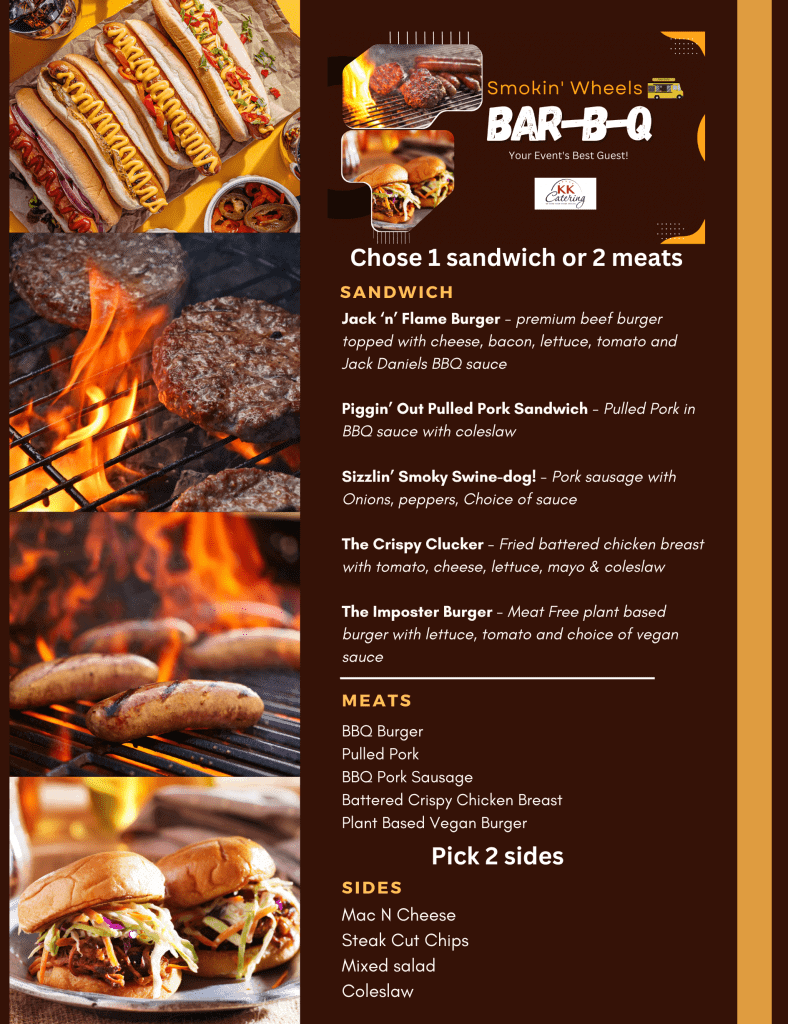 smokin wheels bbq menu from kkcatering