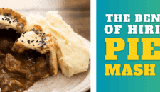 Warm meat pie with mash and gravy, catering quality food, delicious homemade meal.