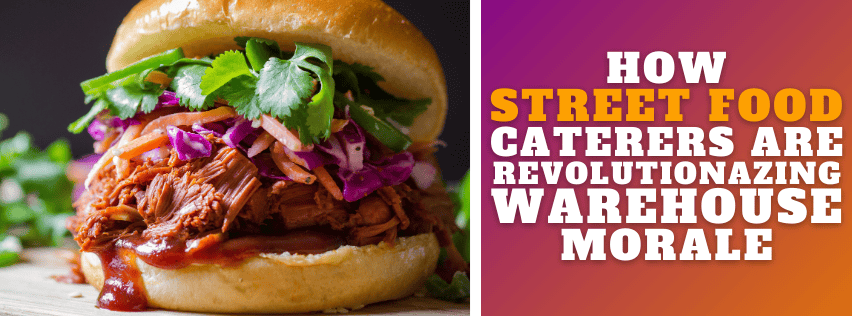 Vegan street food burger with fresh vegetables and sauce, ideal for catering services.