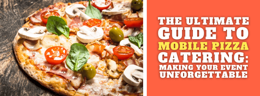 Fresh pizza with vegetables, mushrooms, and olives for mobile pizza catering services.