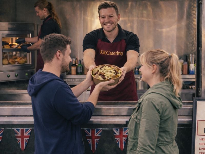 Delicious baked potato served by KK Catering at outdoor event in UK.