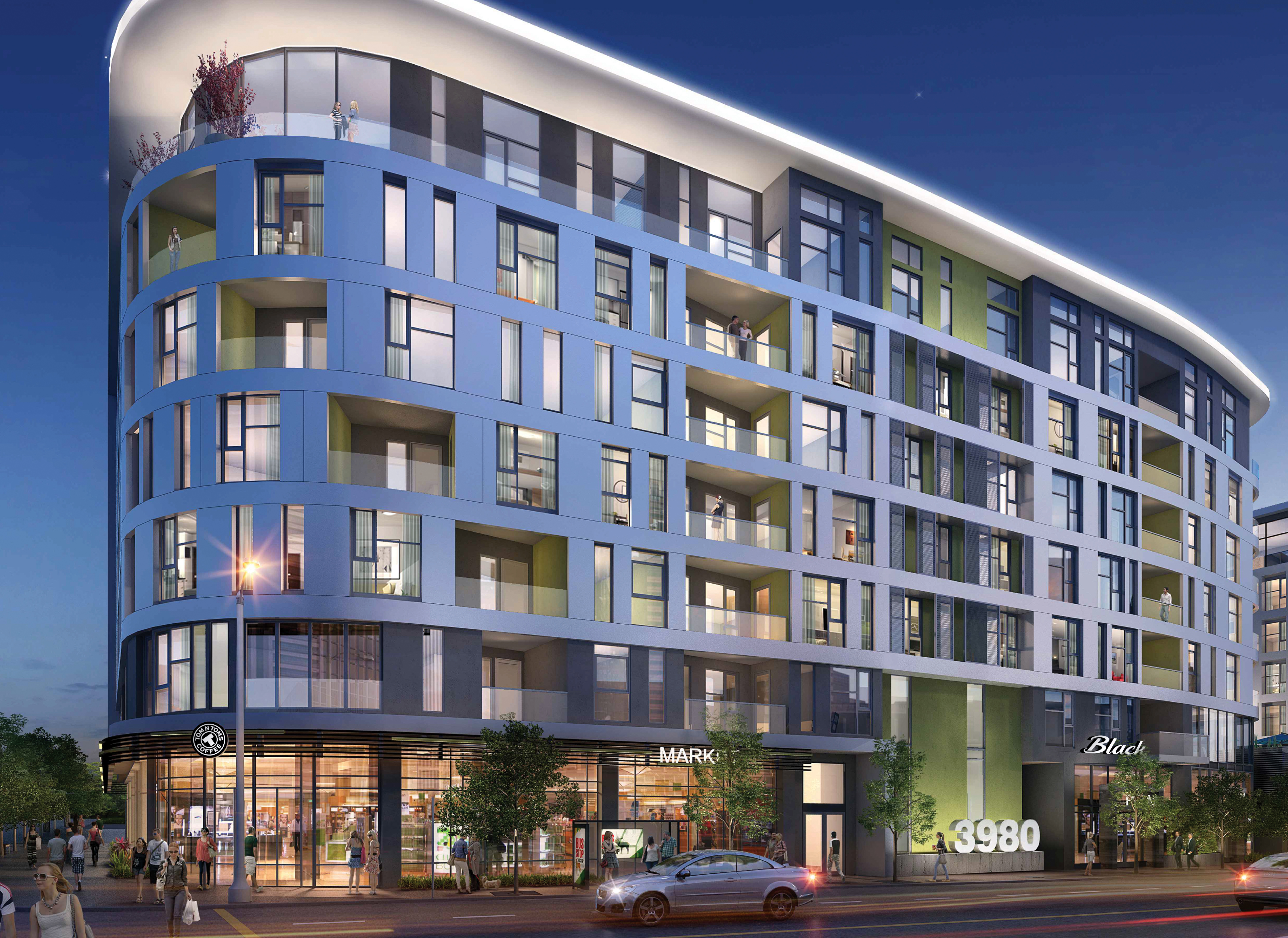 View of the building that Tom N Toms Black will be entering.