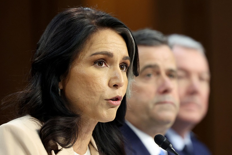 Director of National Intelligence (DNI) Tulsi Gabbard testifies before a Senate Intelligence Committee hearing on worldwide threats, on Capitol Hill in Washington, D.C., U.S., March 25, 2025. [REUTERS]