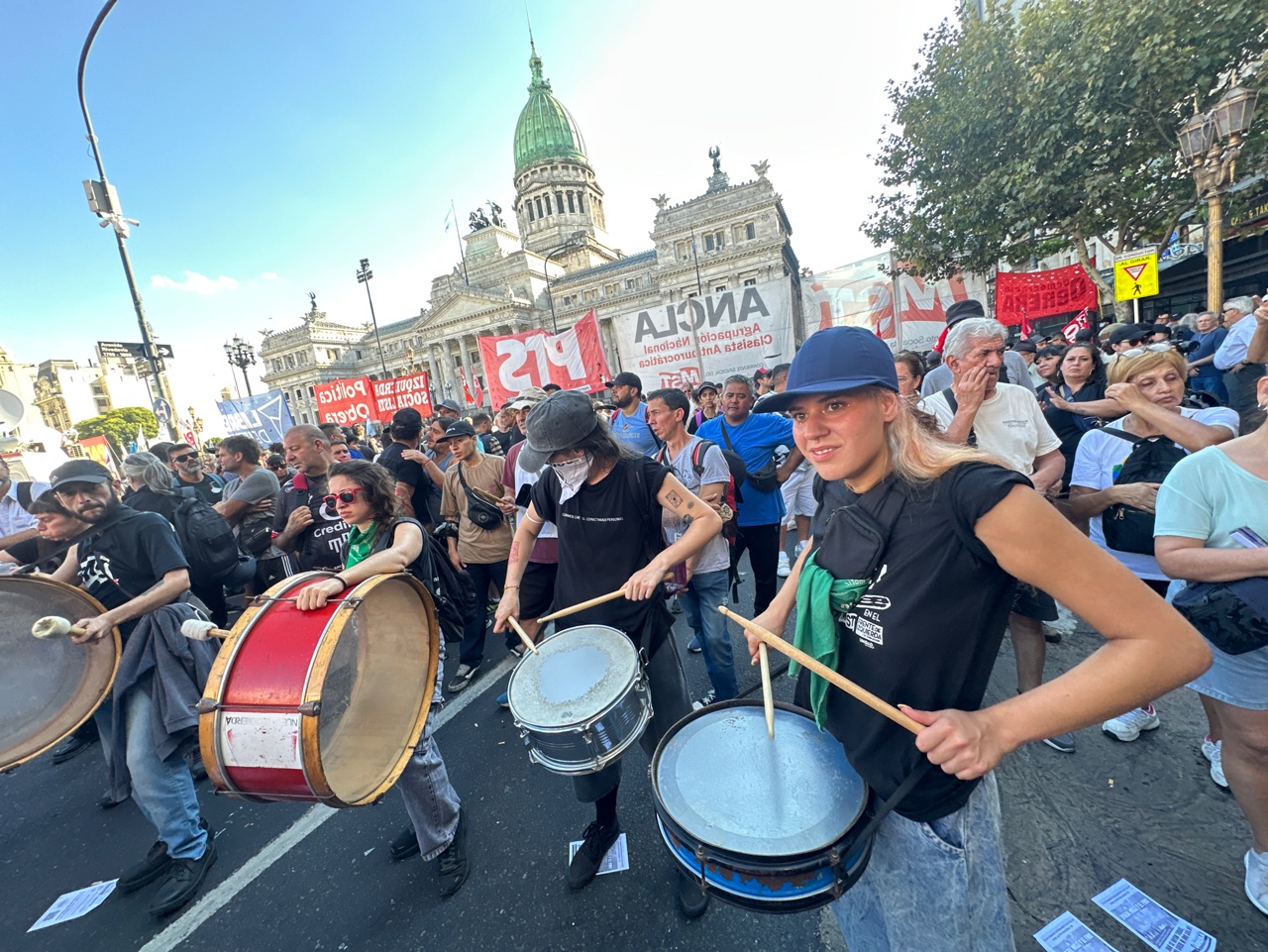 Protesters beat drums in Buenos Aires as demonstrations escalate.
