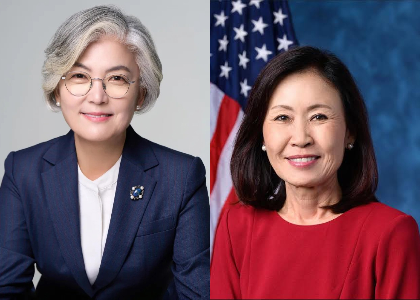 Michelle Steel (right) and Kang Kyung-Wha (left), recipients of the 2024 Bridge Award from the Pacific Century Institute.