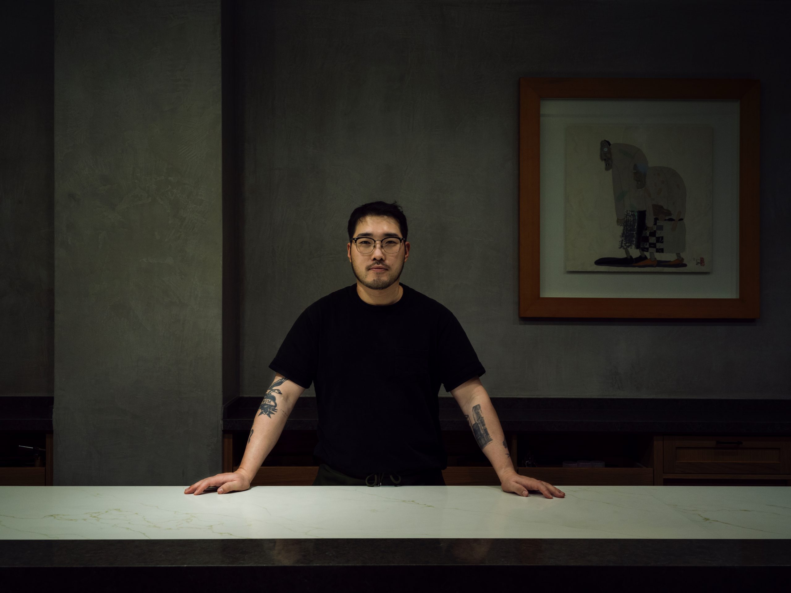 Chef Ki Yong Kim stands inside Restaurant Ki in Little Tokyo