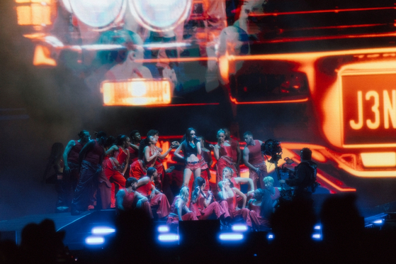 Singer Jennie, member of girl group Blackpink, performs at the Coachella Valley Music and Arts Festival on April 20. [ODD ATELIER]