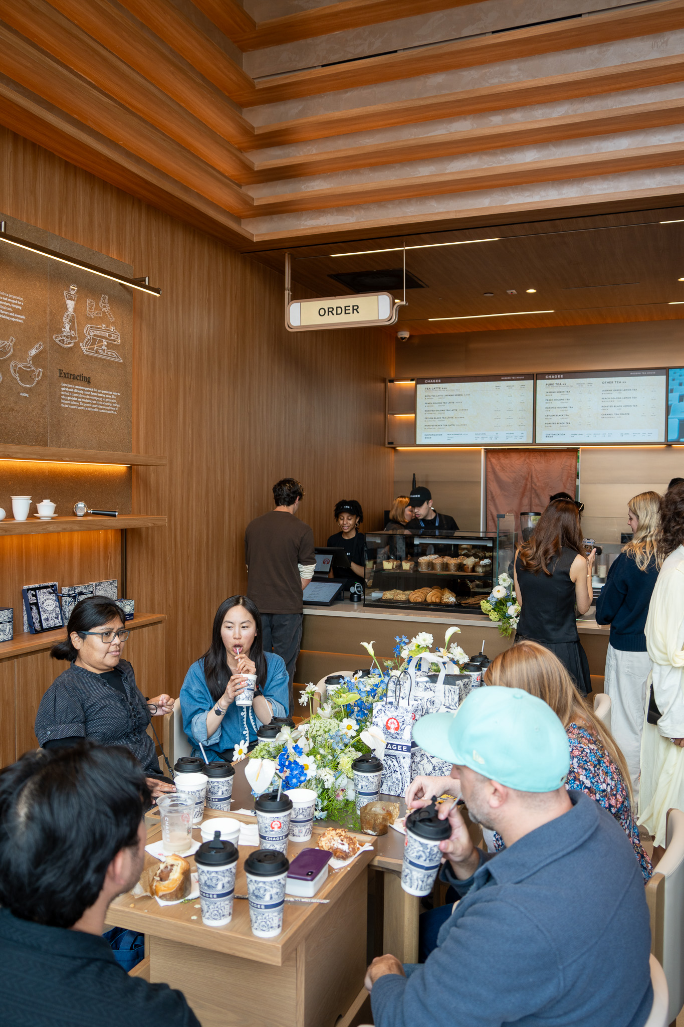 Chagee Westfield Century City interior with wood and natural design elements