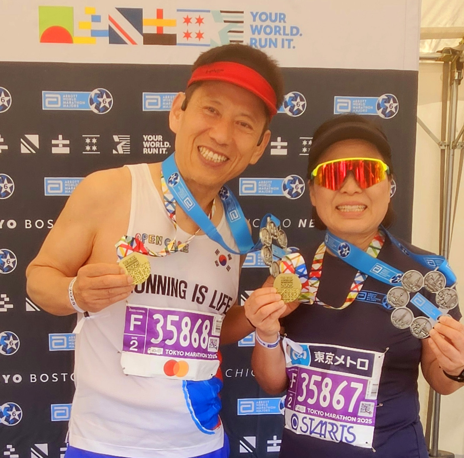 Korean American couple celebrates completing six world marathons