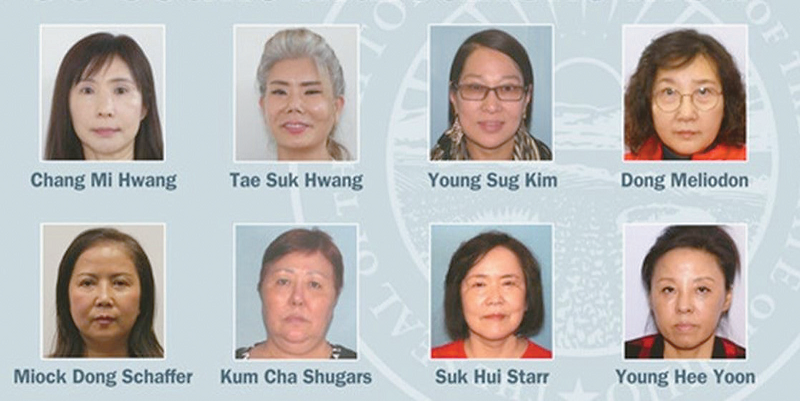 headshots of 8 suspects indicted in Korean American prostitution ring case in Ohio