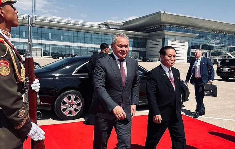 Sergei Shoigu, secretary of Russia’s Security Council, arrives in Pyongyang on June 4, 2025. [YONHAP]