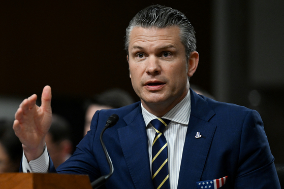 U.S. Defense Secretary Pete Hegseth speaks during a Senate Armed Services Committee hearing on Capitol Hill in Washington on June 18. [REUTERS]