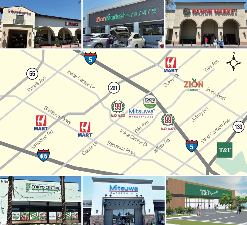 Asian markets in Irvine clustered around Culver Drive corridor