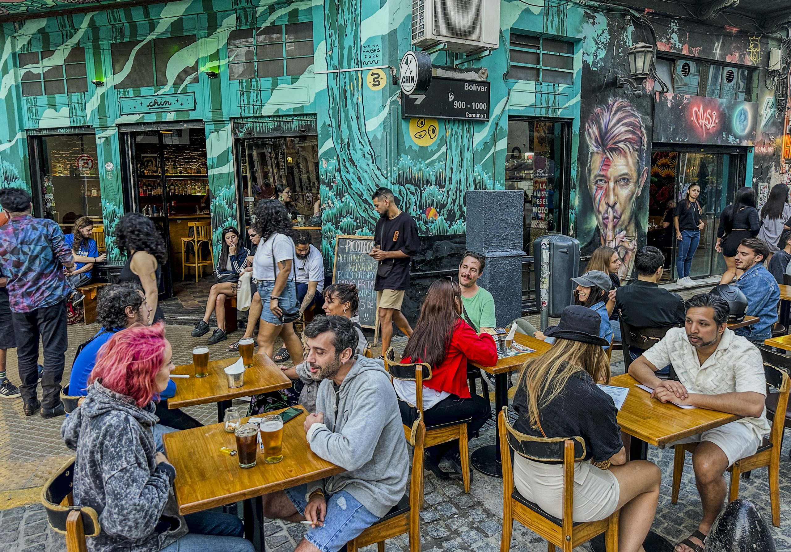 Crowded Palermo street in Buenos Aires reflecting Argentina’s changing economy