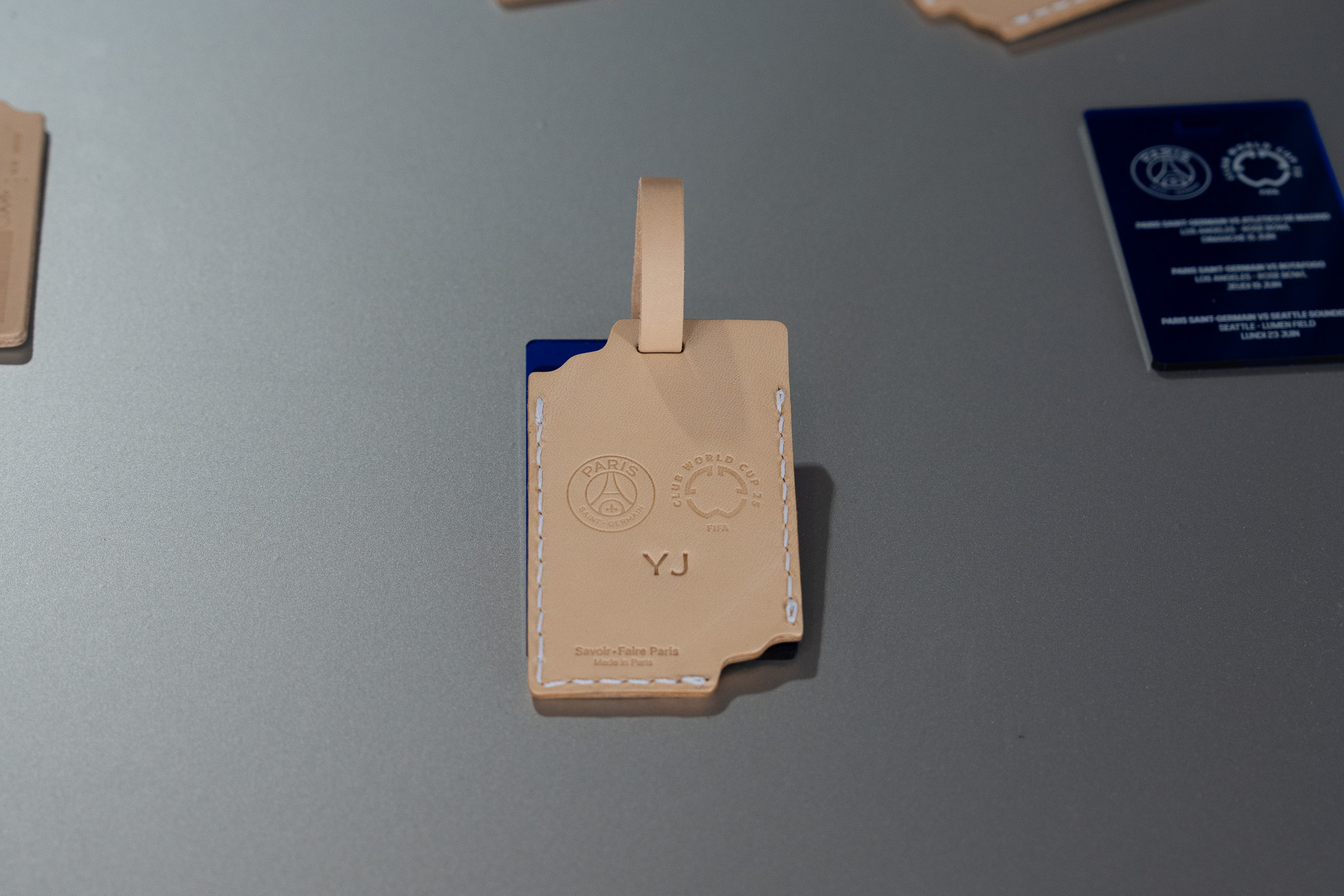 Custom YJ leather tag made at PSG House LA personalization booth