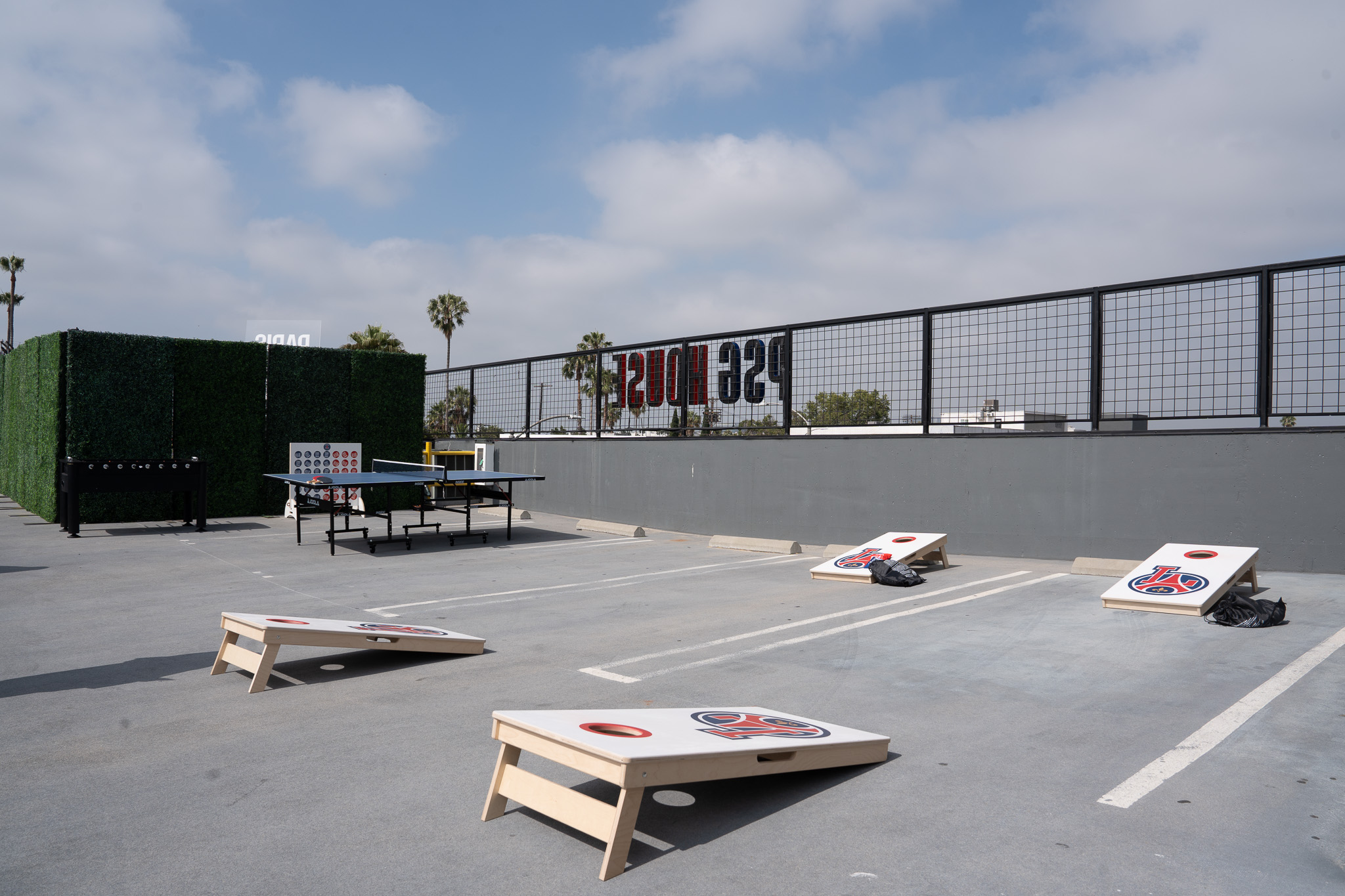 Mini game station at PSG House LA featuring interactive fan challenges