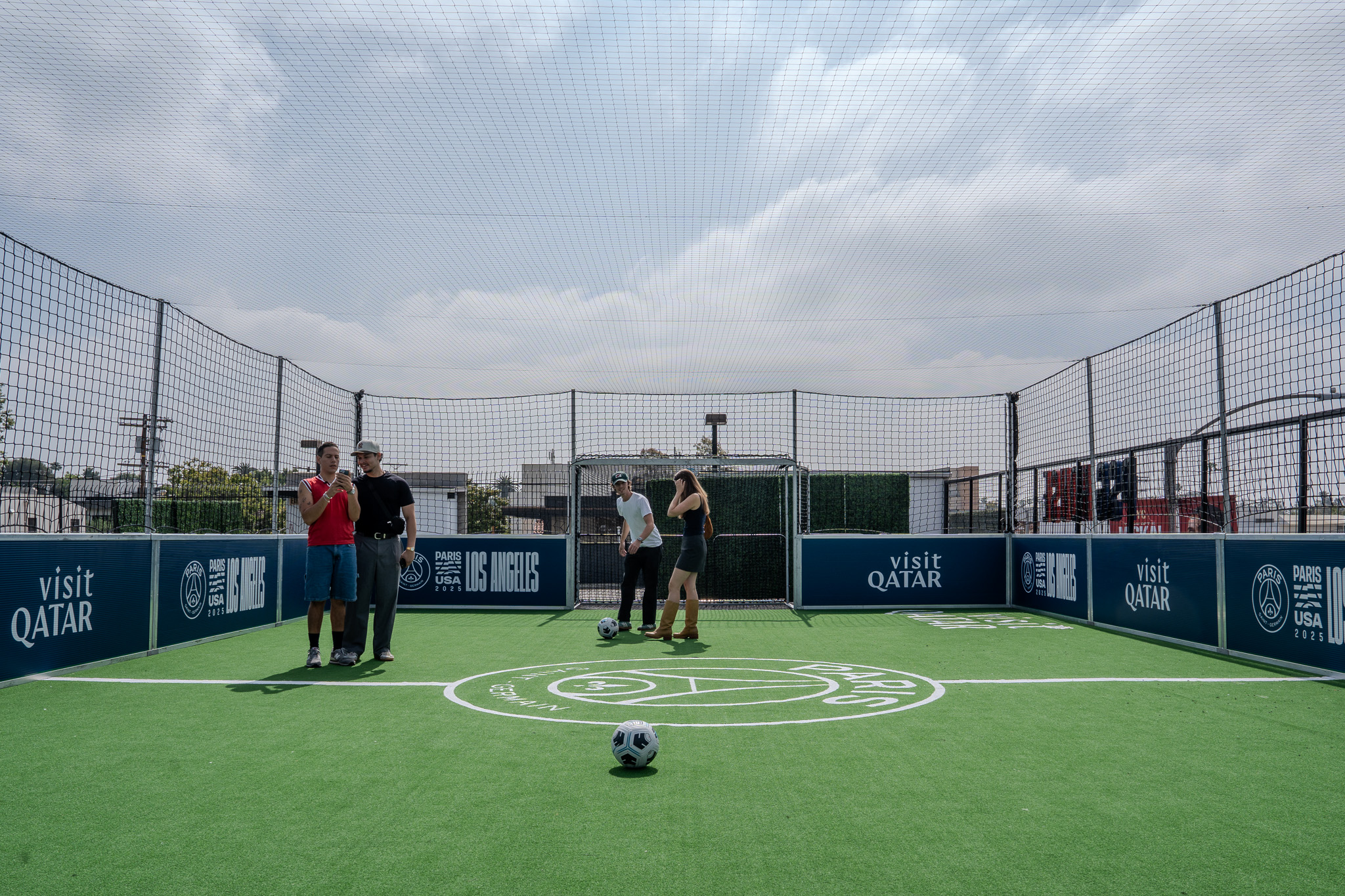 Small-sided rooftop soccer field at PSG House LA Club World Cup pop-up