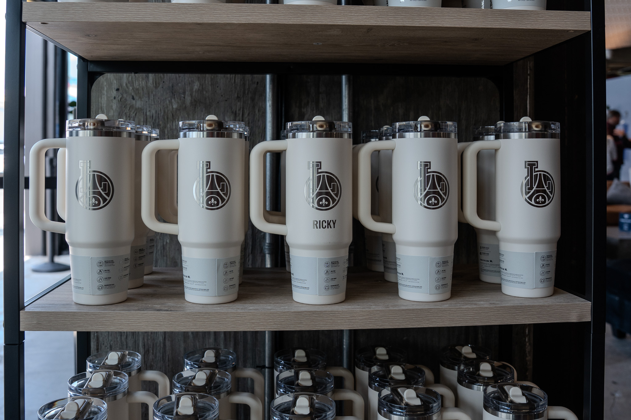 Customized PSG x LA Stanley tumbler with engraved name at PSG House pop-up