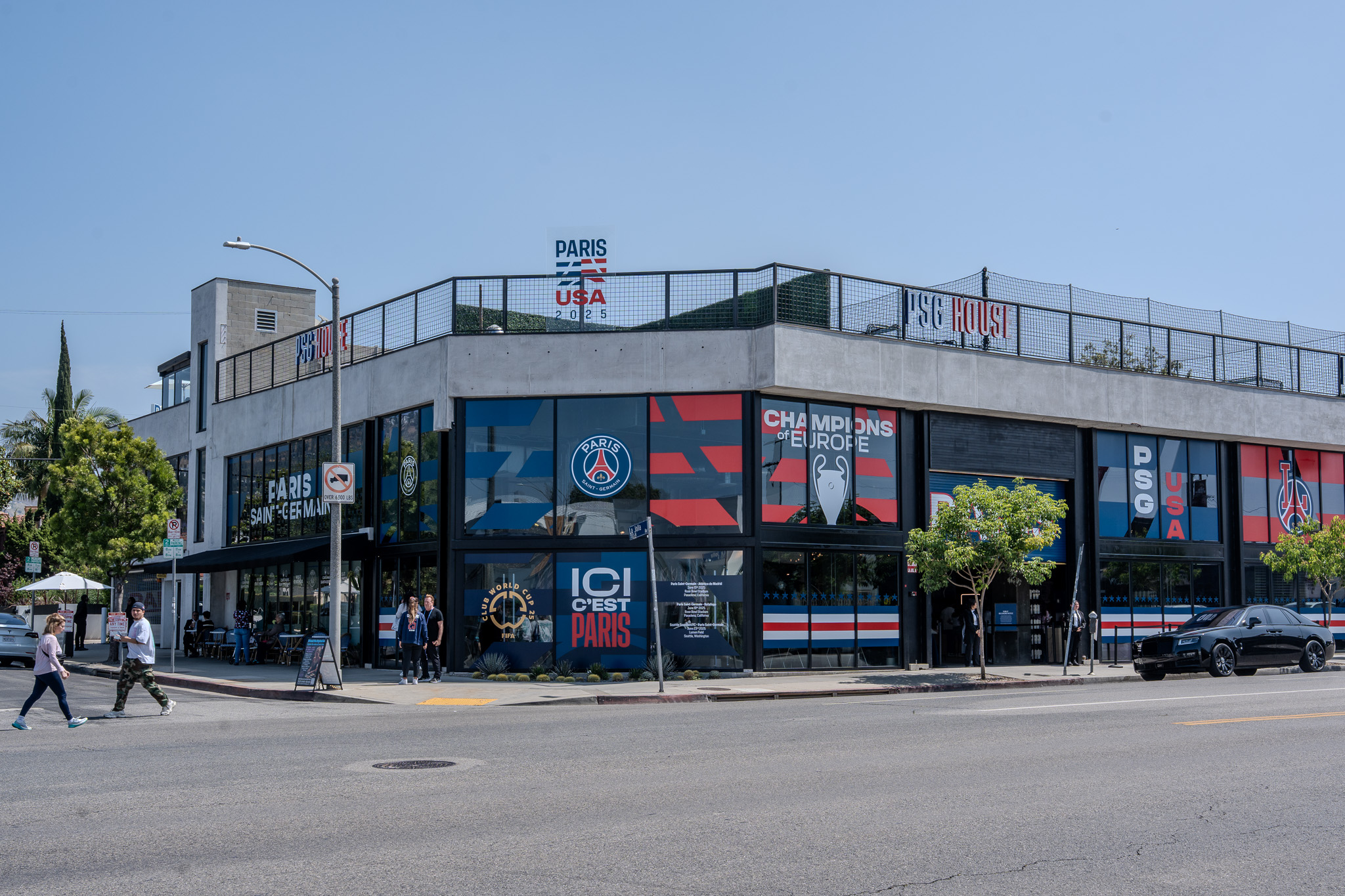 PSG House exterior at 8175 Melrose during LA pop-up for Club World Cup