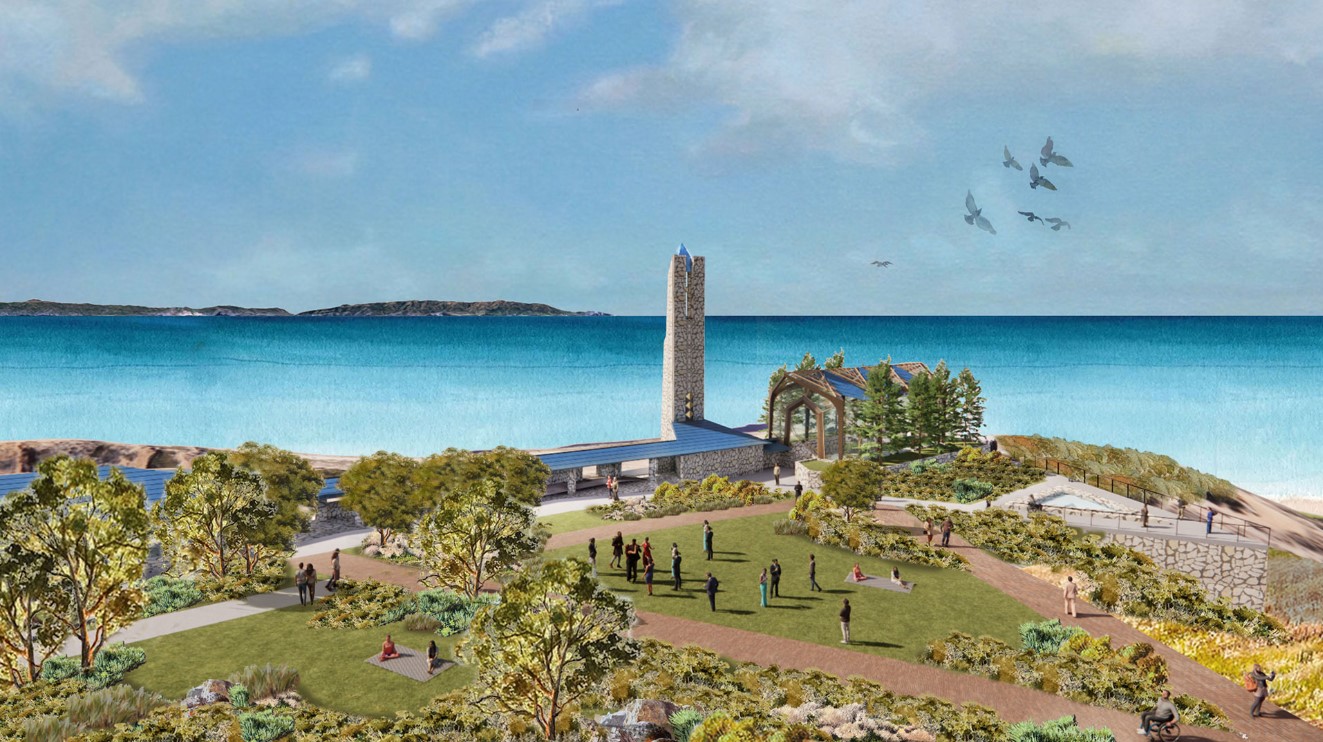 Rendering of Wayfarers Chapel relocation site near Rancho Palos Verdes City Hall