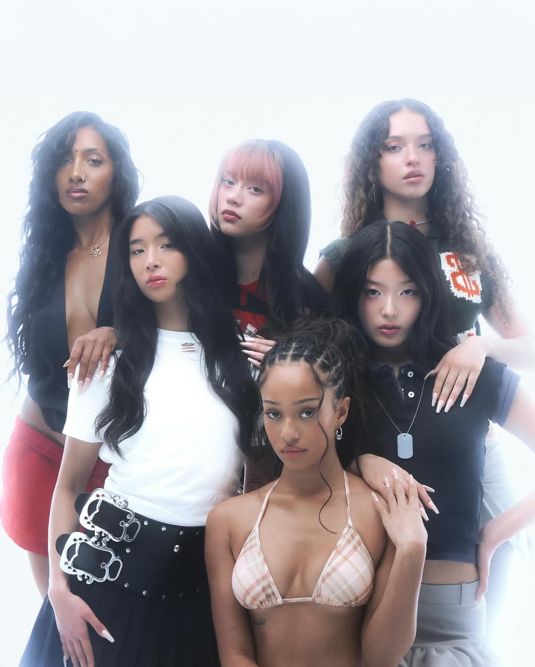 KATSEYE global girl group posing together during early promotion, aligning with HYBE global girl group auditions