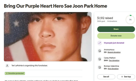 GoFundMe fundraiser for Purple Heart veteran Saejoon Park seeking $50,000 in donations