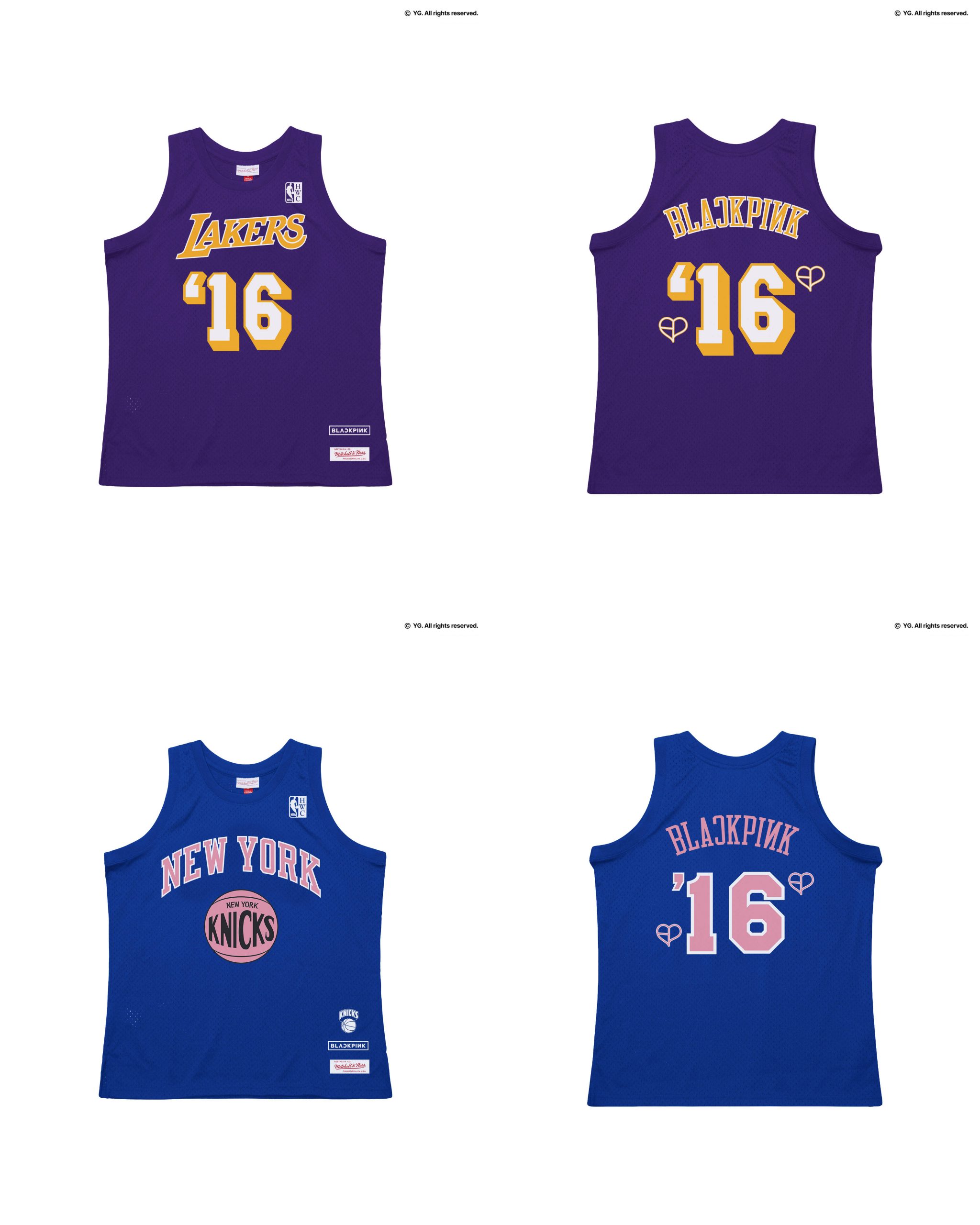 BLACKPINK US tour sportswear jerseys inspired by Lakers and Knicks