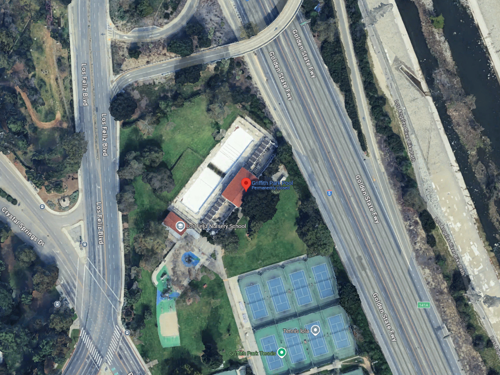 Aerial view of Griffith Park Pool site for $28M makeover